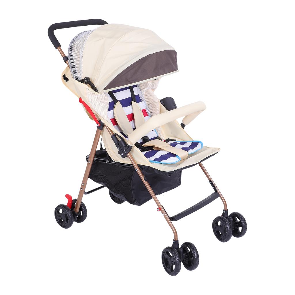 Passeggino Leggero Pieghevole Assorbimento degli Urti Alto Paesaggio Passeggino per Bambini con Schienale Regolabile Tettuccio