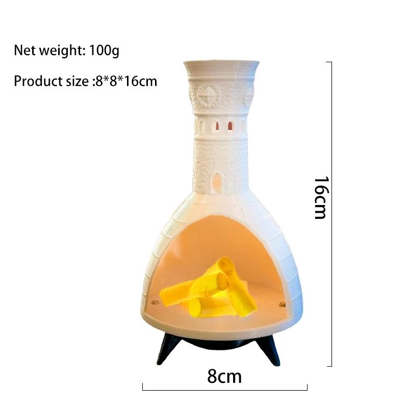 2025 Christmas Halloween Fireplace Decoration Fortabletop Metal Ornament With Lights Festive Holiday Decoration