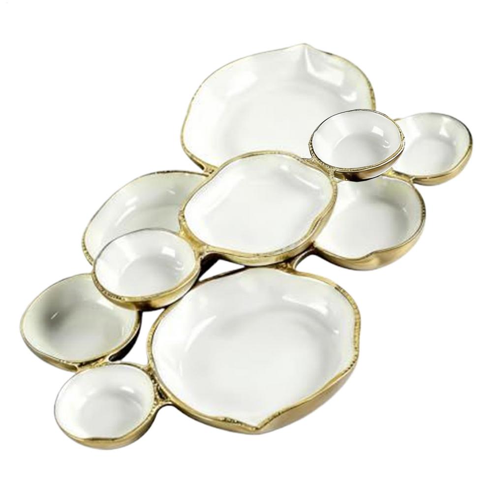 

Cluster Bowls Tiered Metal Vintage Display Table Decor Food Tray Serving Bowls for Party for Fruit Vegetable Salad Pasta білий