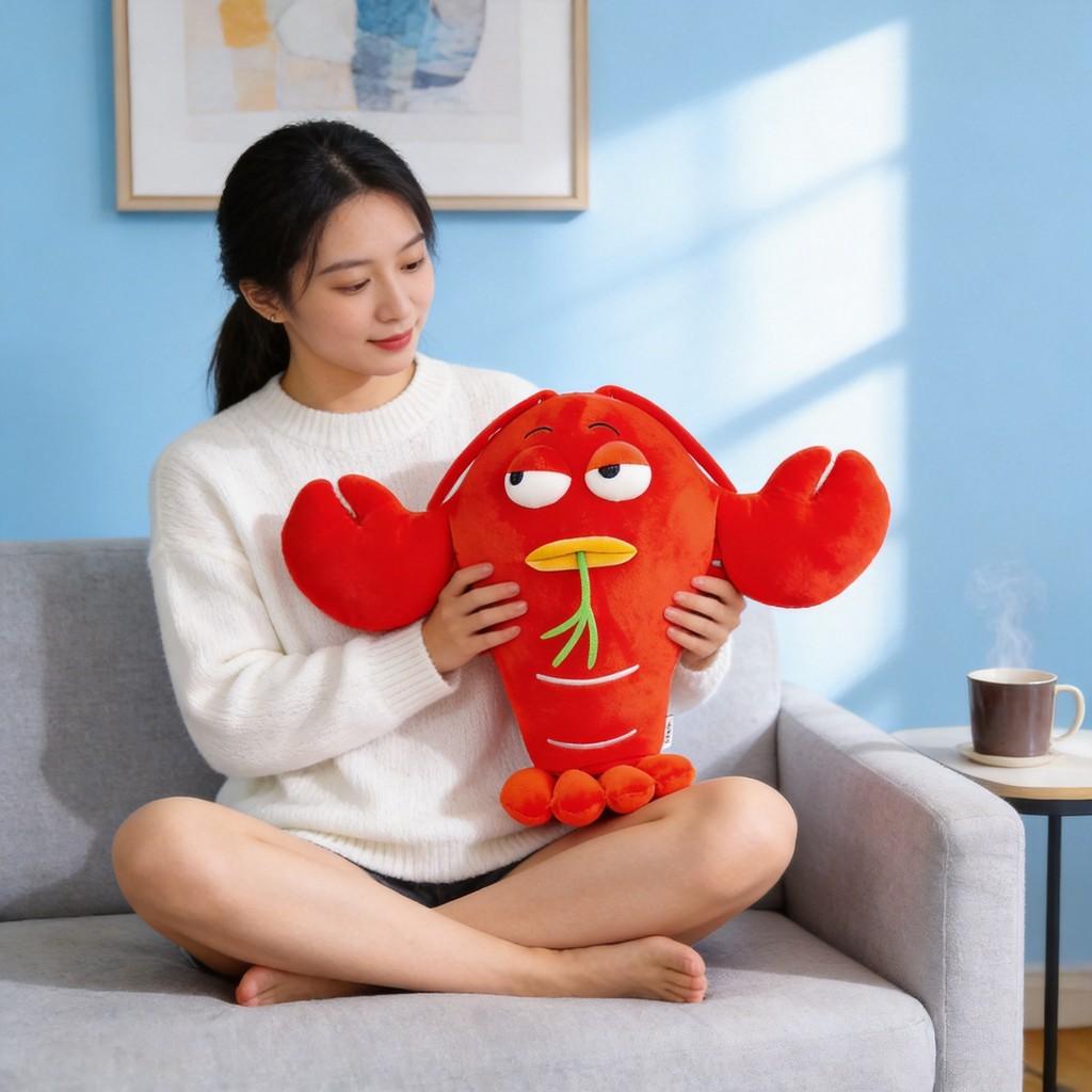 Lobster Plush Pillow With Soft Polyester Filling For Stress Relief And Gift For Friends Or Girls