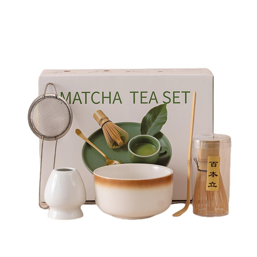 5-7PCS/Set Japanese Matcha Bowl , Spoon, Tea Whisk, Sieve Mesh, Perfect Gift For Ceremony, Traditional Decoration White gift box