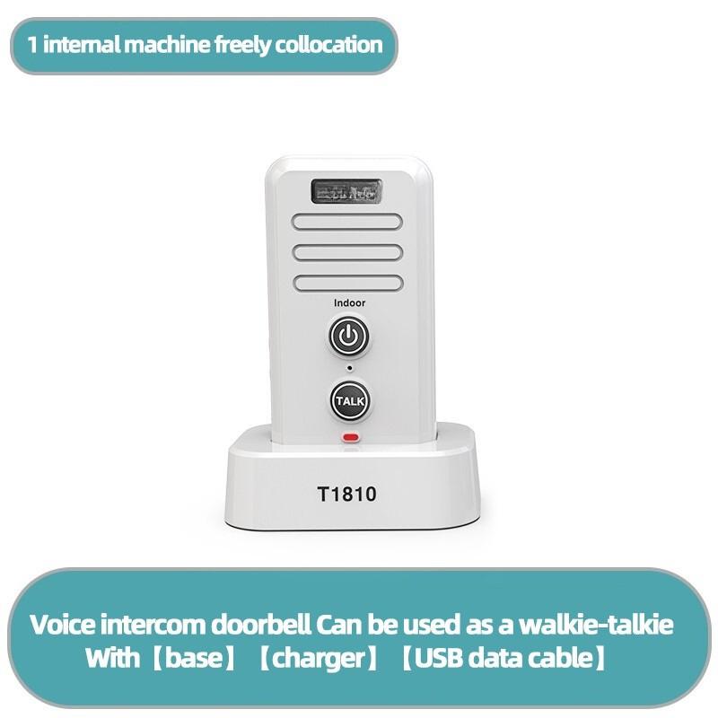 1-2 Mile Range 3 Volume Levels Rechargeable Voice Intercom Doorbell Wireless Doorbells Waterproof Electronic Intercom System