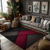 Red Black Geometric Area Rug, Modern Bohemian Carpet for Living Room, Soft Non-Slip Sofa Mat with Tribal Pattern Decor