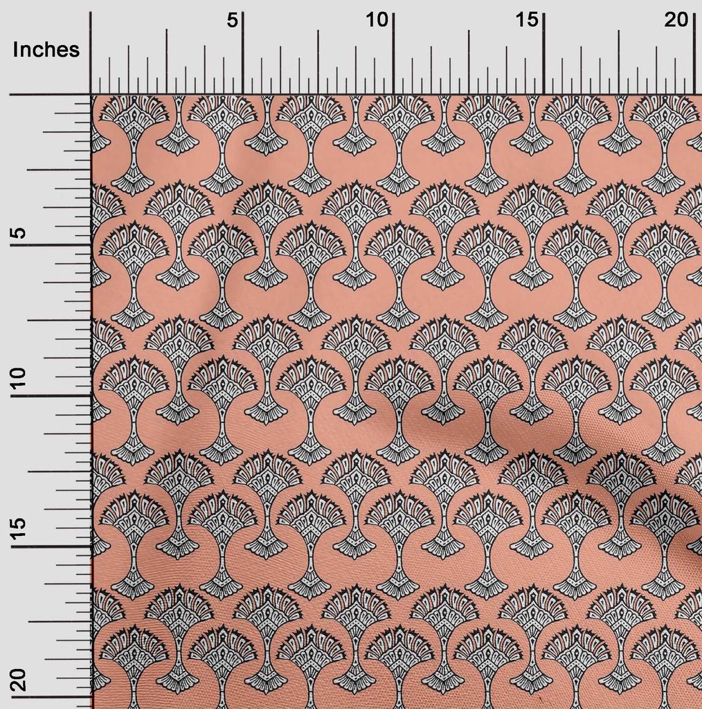oneOone Cotton Flex Fabric Floral Block Printed Fabric 1 Yard 40 Inch Wide