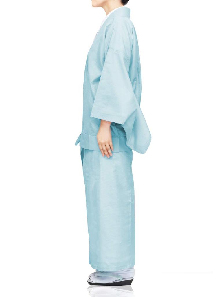 Washable Sky [KYOETSU] 2-piece kimono, Koma-ro, Silk, Women's (L, Blue)
