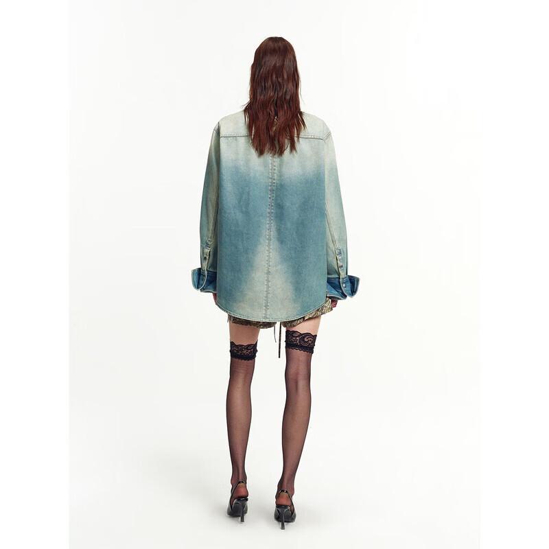 Women's Leather-Feel Coated Denim Jacket