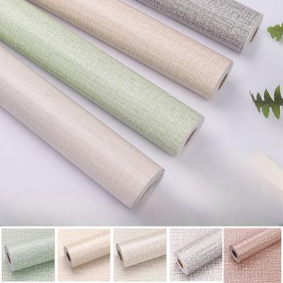 Thicken Linen PVC Self Adhesive Wallpapers for Bedroom Living Room DIY Decorative Film Wall Stickers Contact Paper Home Decor