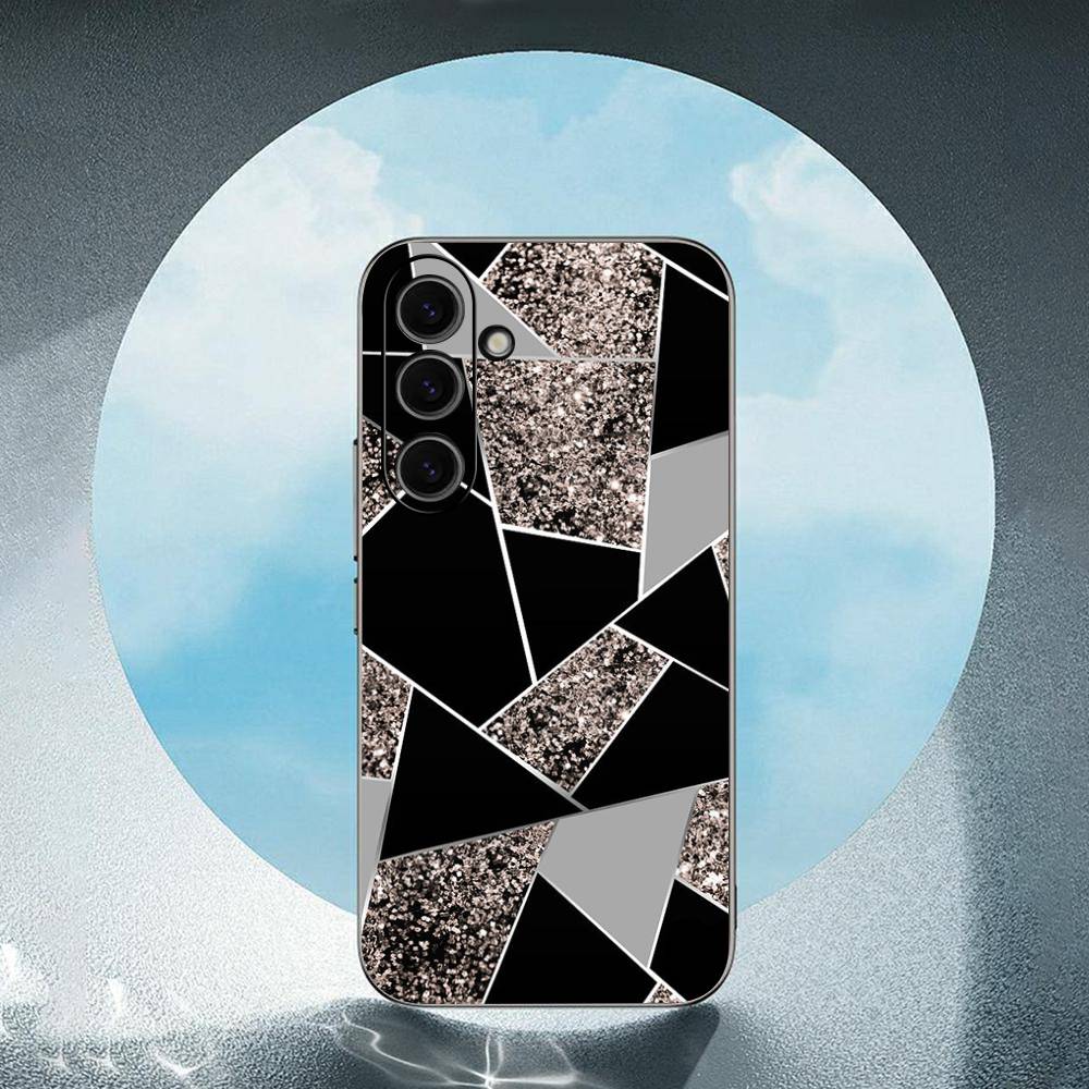 Marbled Pattern For Samsung Galaxy S25 S24 S23 Ultra S22 S21 Plus S20 Black Soft Silicone Protective Case