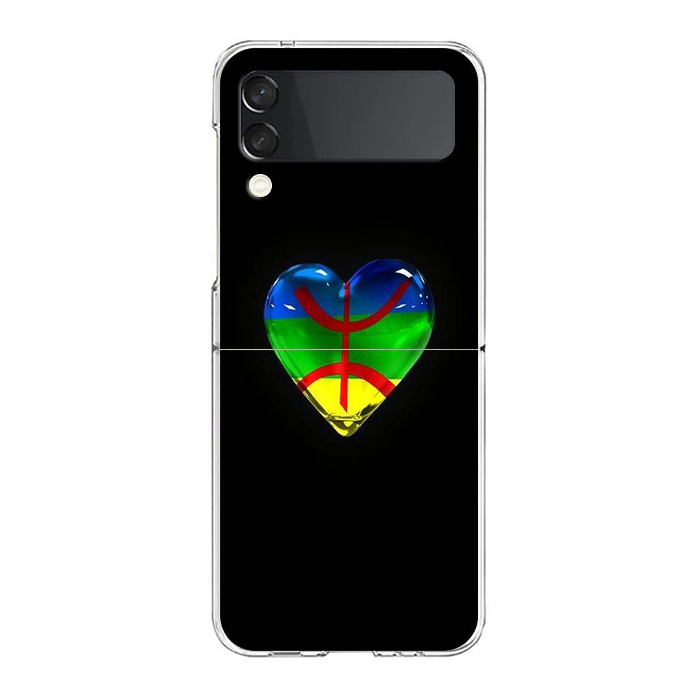 Amazigh Berber Flag Phone Case For Samsung Galaxy Z Flip 3 4 5 Hard Folding Clear PC Bumper For Samsung Z Flip3 Back Cover