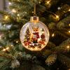 Hanging Garland Decorations Glowing Christmas Story Ornament, Mini Holiday Scene In Ball with Warm LED Party Trinkets Light, 3D Clear Acrylic