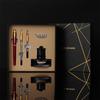 HERO 1802 Fountain Pen Gift Set with 3 Nibs and Ink, Black
