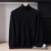New Pure Cashmere Shirt Men's Turtleneck Solid Color Loose Knitted Air-feeling High-flip Sweater