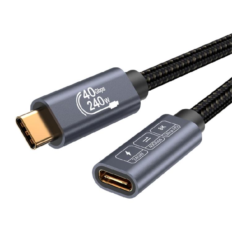 USB4 Extension Cable 240W 8K USB C 40Gbps Data Transmission Cable 8K@60Hz Video Cable for Smartphone Laptop