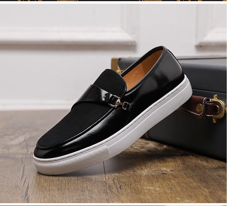 Men's British Style Leather Slip-On Loafers, Size 47 - Versatile Casual Sports Shoes