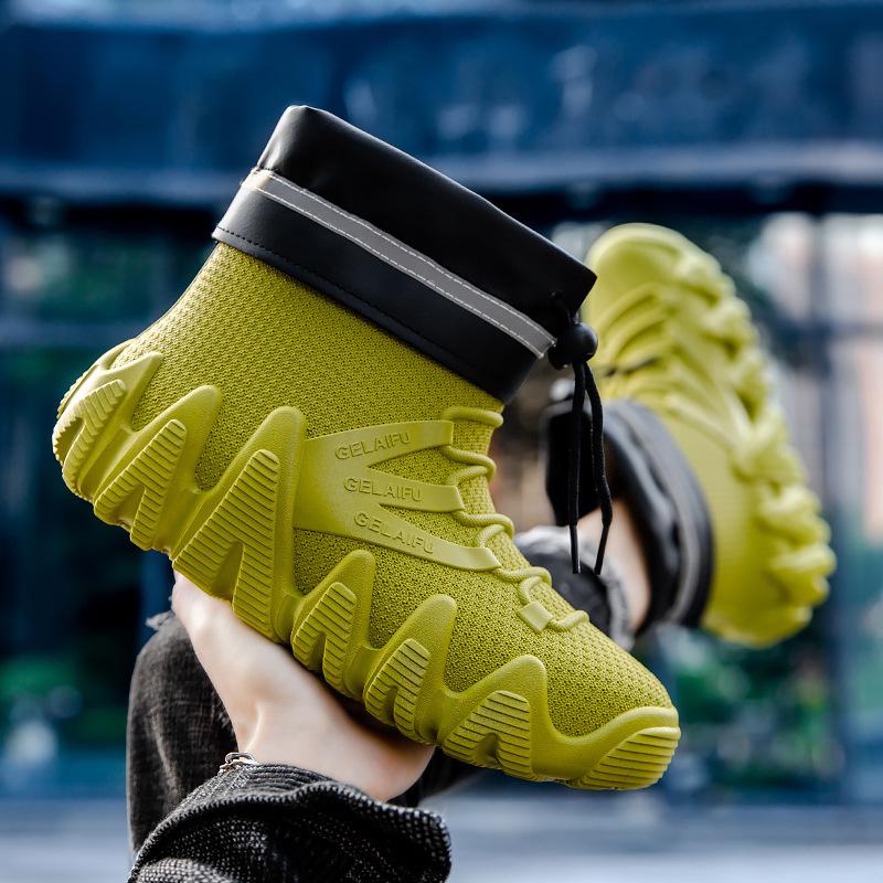 2025 Neue Outdoor-Wasserschuhe, Modische und lässige Regenschuhe, Verdickte wasserdichte Herrenschuhe zum Angeln und für Flusswanderungen