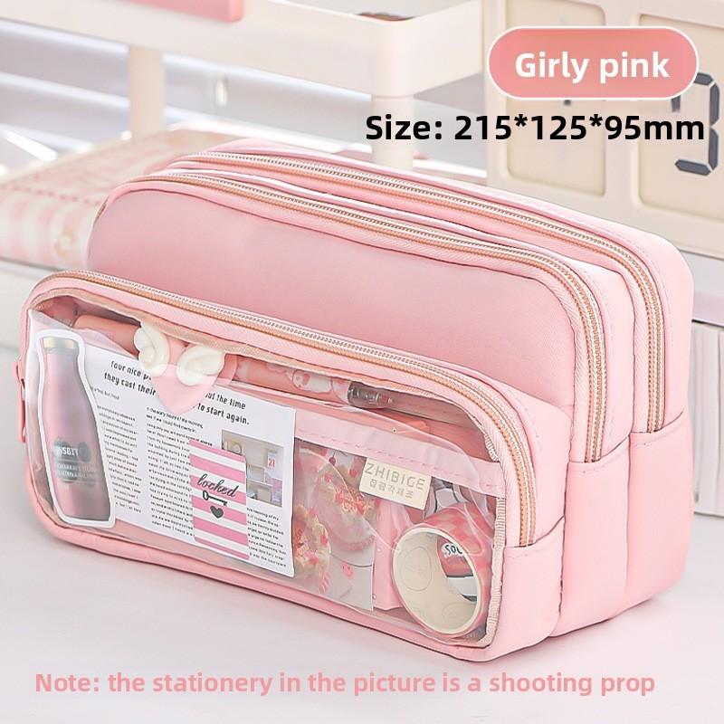 Transparent Pencil Case Large Capacity With Multi Function Design For Students And Office Use