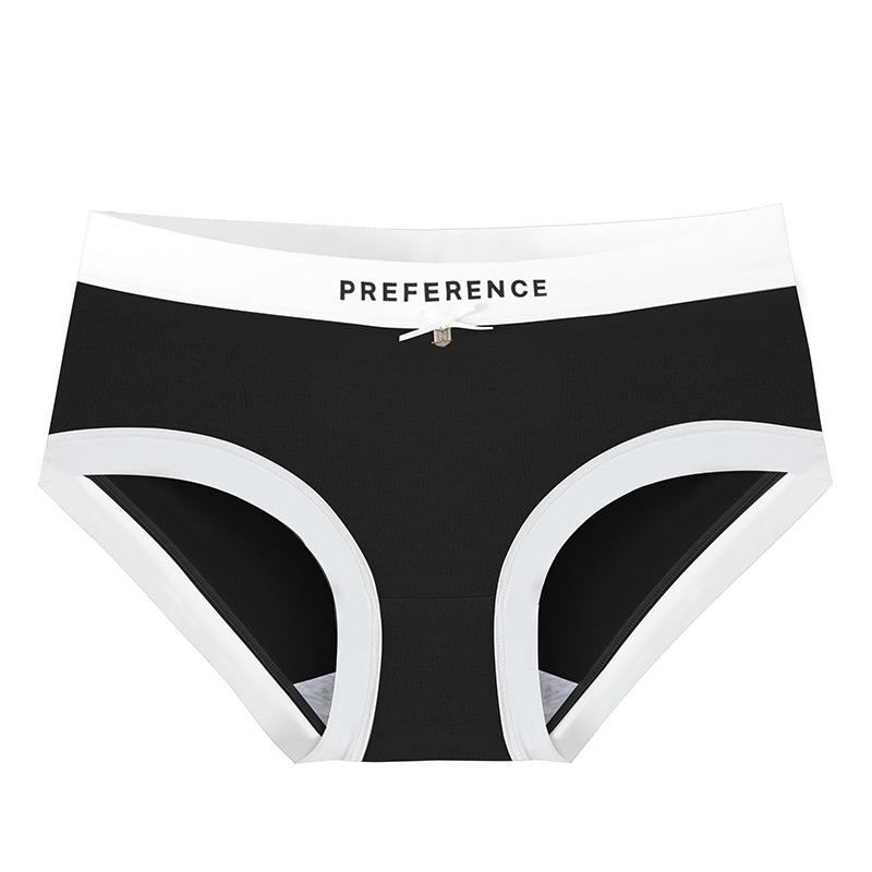Black, White, Gray Seamless Edge Women s Fashion Briefs with Antibacterial Cotton Crotch