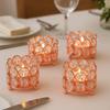 Iron Art Ware Crystal Tealight Candle Holder Votives Bowl, Rose Gold - 4 Piece