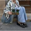 2024 European & American Women's Autumn/Winter Printed Tie-Waist Cotton Jacket