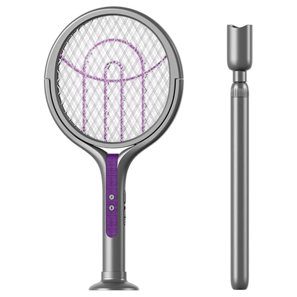 USB Rechargeable Electric Mosquito Swatter with Extendable Handle 2 In 1 Retractable Design for Indoor and Outdoor Use