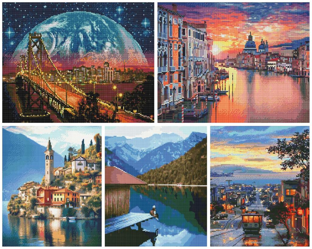 Diamond painting 5d z ramą haft diamentowy duży krajobraz mozaika 40x50 cm