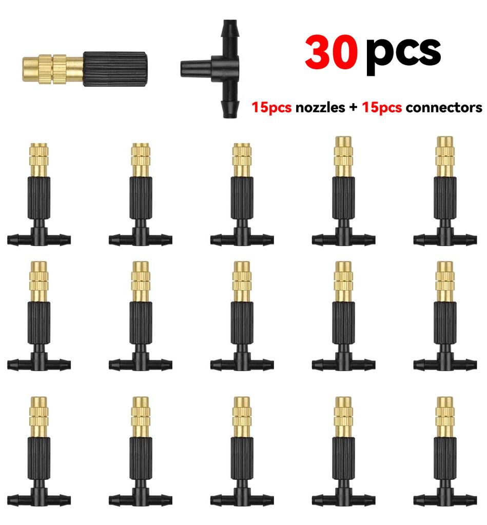 30/50Pcs 4/7PVC Outdoor Misting Cooling System Garden Irrigation 1/4'' Brass Adjustable Atomizer Micro Sprinkler