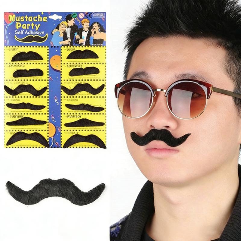 48pcs Self Adhesive Mustache Fake Beard Mustaches Mexican Fiesta Party Supplies Halloween Costume Fake Mustaches Sticker