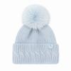 Windproof Knitted Pompom Beanie Twist Knit Thermal Winter Hat Rabbit Fur Beanies Hat  For Women