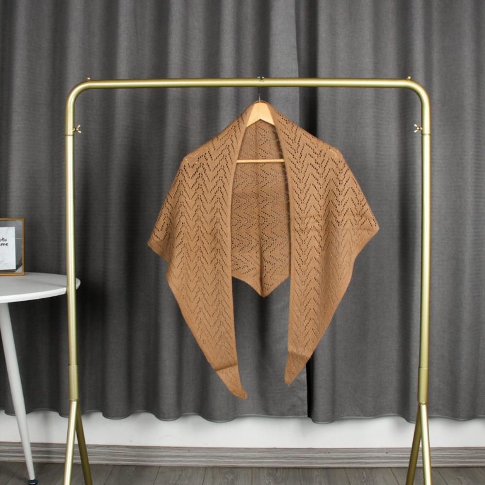Triangle Shape Stripe Knitted Shawl Warp Knitting Shoulder Scarf Sun Protection Cape  Female