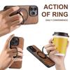 Strong Magnetic Compatible MagSafe Wireless Charging 360° Rotating Ring Stand PU Leather Phone Case For iPhone 16 15 14 13 12 Pro Max Plus