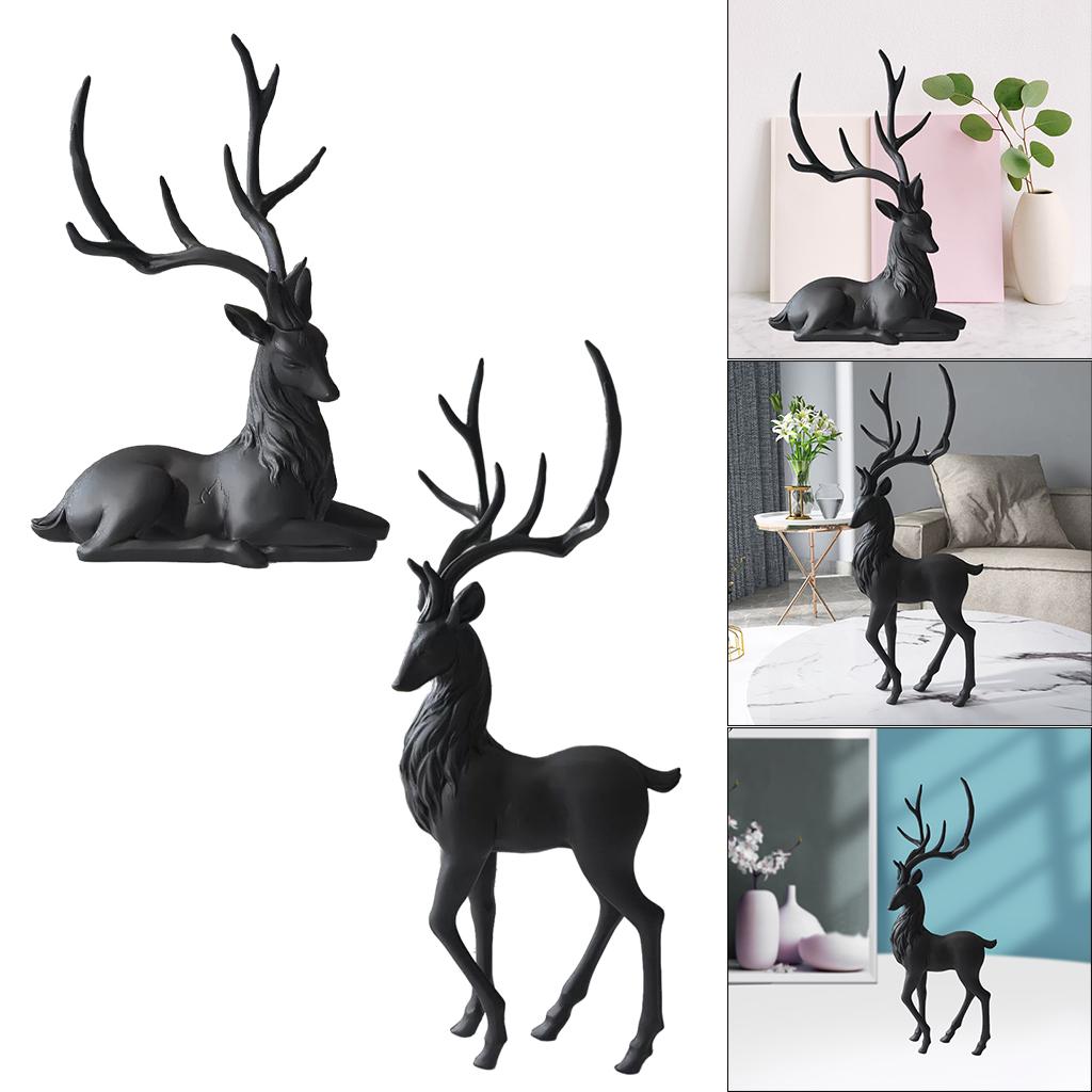Resin Deer Decoration Style Reindeer Ornaments for Desk Shelf Gifts