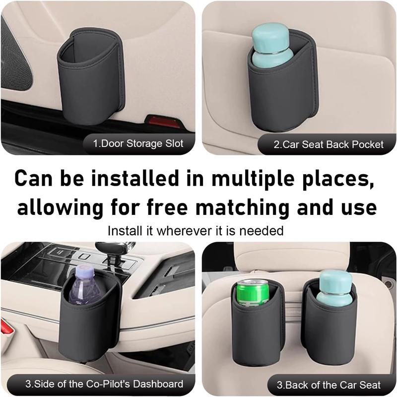PU Leather Car Door Cup Holder Auto Drink Rack Storage Bin Organizer For Car Interior Back Seat Accessories Black Gray