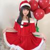 [Milky Time] Christmas Cosplay Santa Miniskirt Short Sleeve Off-the-Shoulder Santa Outfit Set