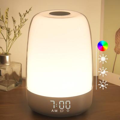 Luz noturna com despertador e simulação de nascer do sol, regulável em 3 modos, branco quente, para quarto de criança