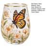 Bicchiere da cocktail Farfalla Fenicottero, Tazza Giardino Fiorito Dipinta a Mano, Bicchiere da Vino Succo con Bordo Dorato, Regalo Unico per Lei