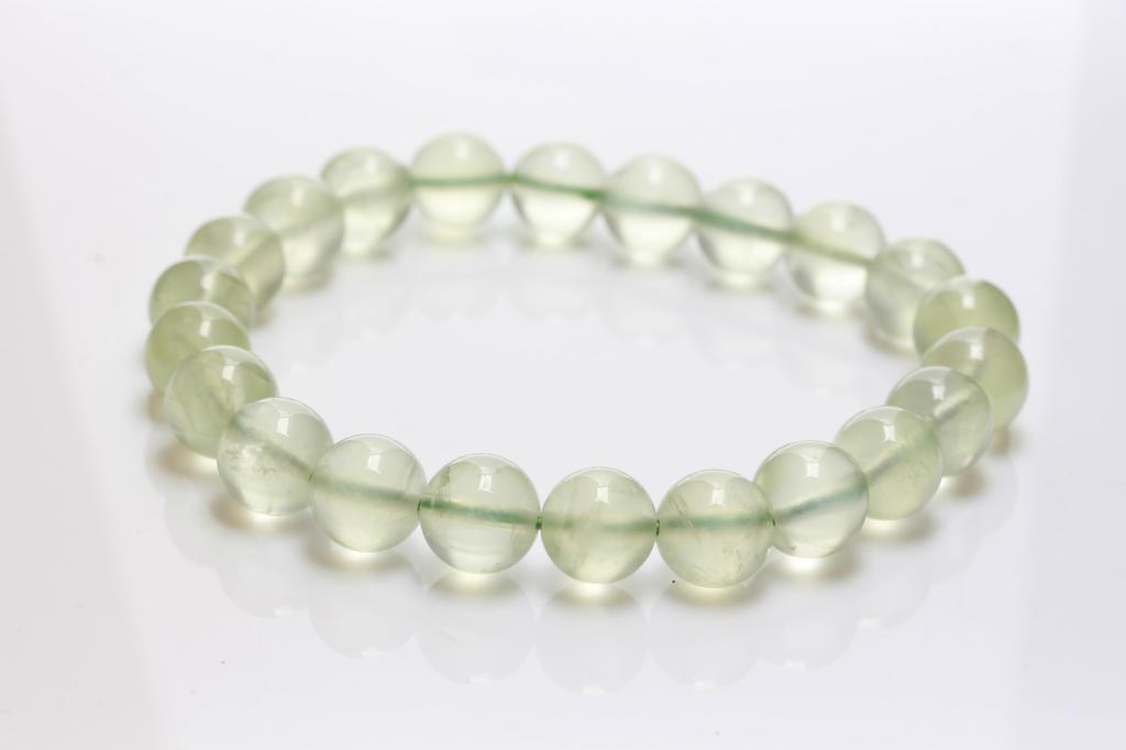 KOUOKU Old Prehnite Bracelet 9mm Power Stone Good Luck Natural Stone Prayer Beads [K Memories] (Prehnite-9mm)