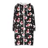 Women's Fashionable Christmas Printed Long Sleeved Drawstring Hooded Zipper Pocket Long Casual Sweatshirt Jacket