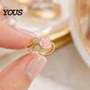 Corrosion Resistant Ring 4Pcs/Set Adjustable Set, Pink Flower Multi-Petal Design Finger Girly Ring, Stackable Multi-piece Set for Jewelry Gift