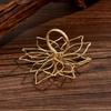 Fashion Gold Color Round Hollow Out Flower Big Ring For Women Trendy Metal Finger Ring Hip Hop Statement Party Jewelry