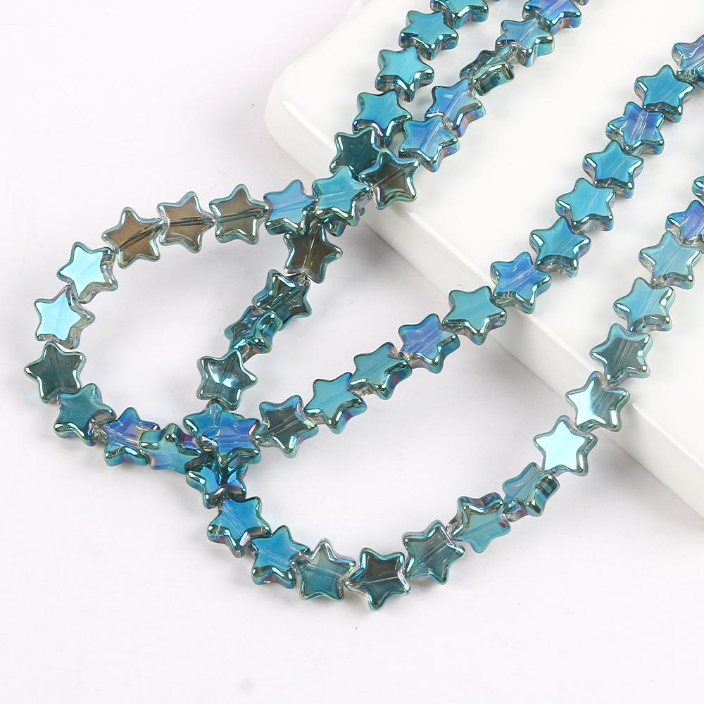 8/10Mm Color Plated Pentagram Beaded Glass Star Loose Beads Diy Handmade Beaded Necklace Material Jewelry Accessories