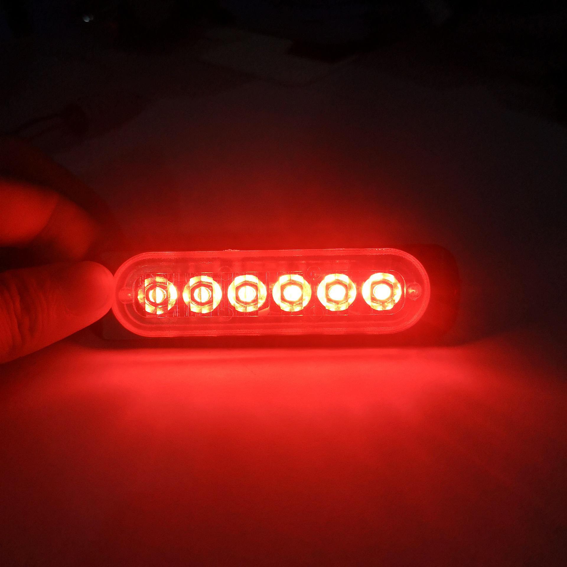 

High-Brightness 6LED Strobe Side Lights for 12V/24V Vehicles: Truck, Motorcycle, Car Grille Warning & Brake Light
