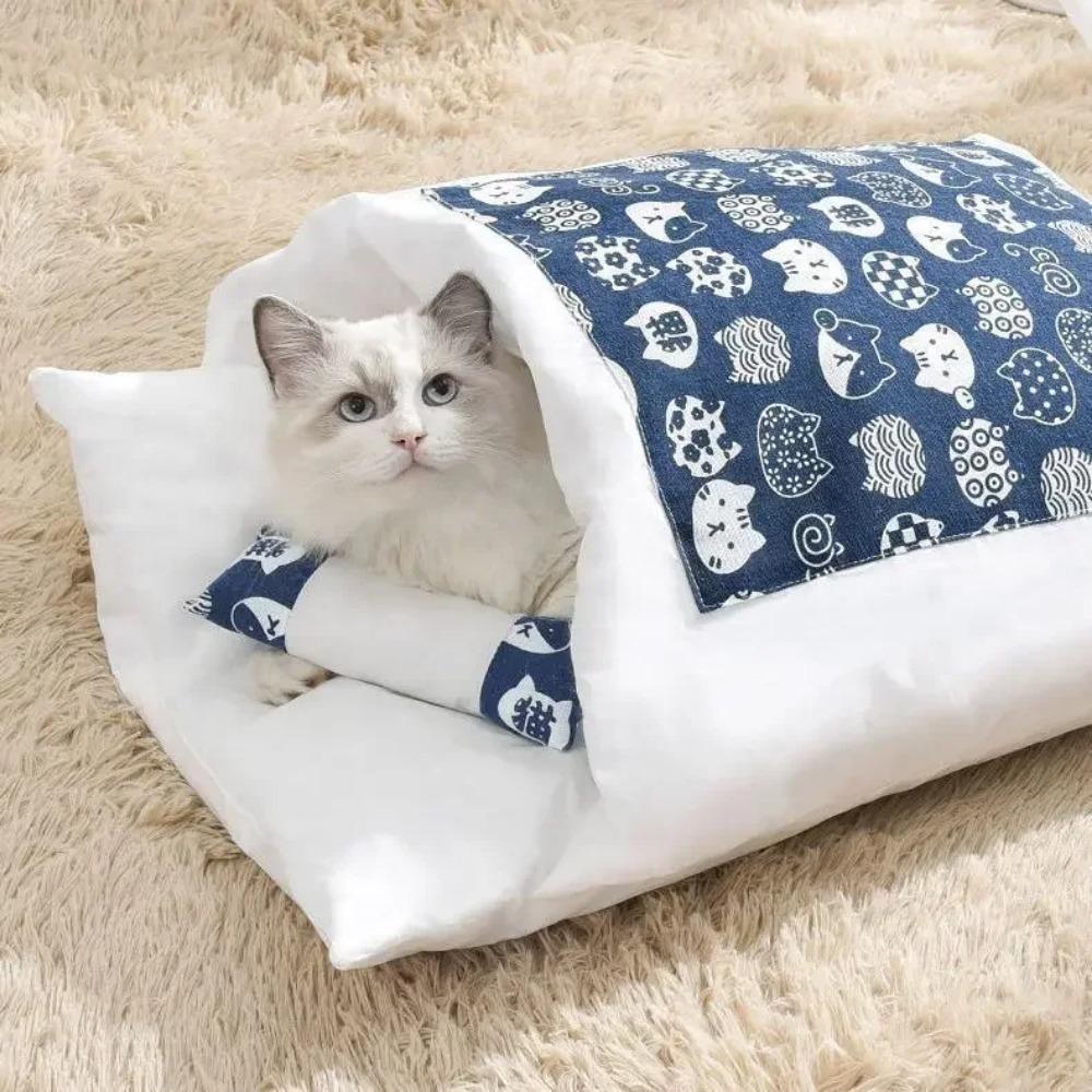 

Kawaii Съемная кровать для кошек Дом Товары для дома Товары для взрослых кошек Кровать для больших домашних собак Кошачий дом Пещера Удобная еда Милый S синий