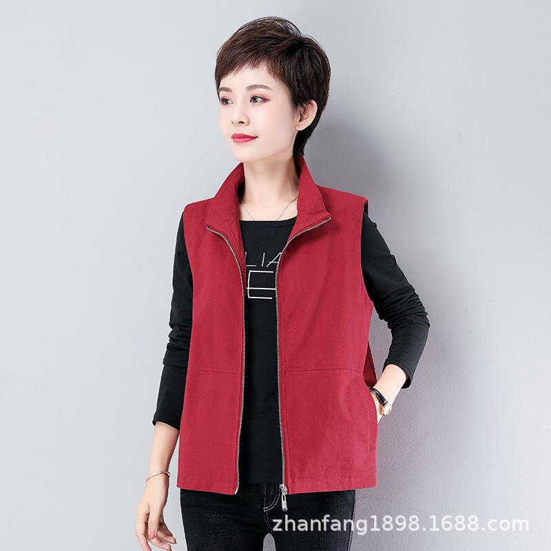 Damen Baumwoll Ärmellose Weste Kurze Weste Mit Taschen Lässige Oberbekleidung Für Frauen Mittleren Alters Frühling Herbst Strickjacke
