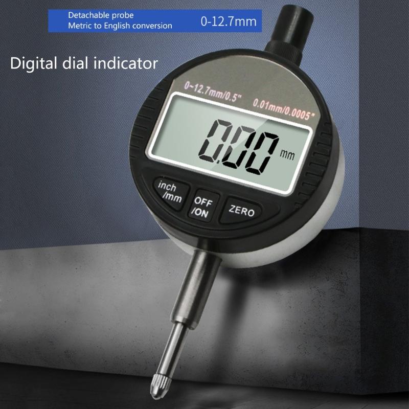 Electronic Digital Dial Indicator 0-12.7mm/0.5" Digital Probes Indicator Dial Test Gauge High Resolution: 0.01mm/0.005"