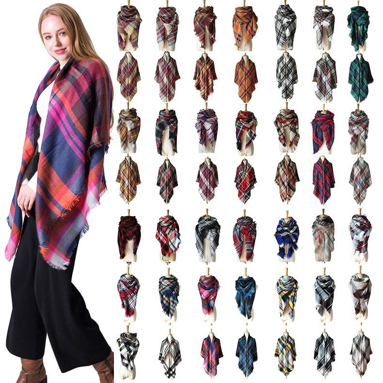 Autumn and winter new colorful plaid square scarf plaid scarf men's and women's imitation cashmere plaid scarf shawl