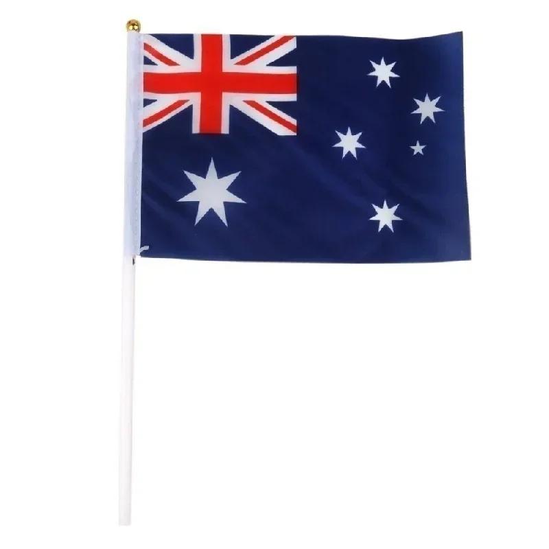 Hand Held Mini Flag Waving Australian National Flags Plastic Poles 21 X 14cm Australia Flag