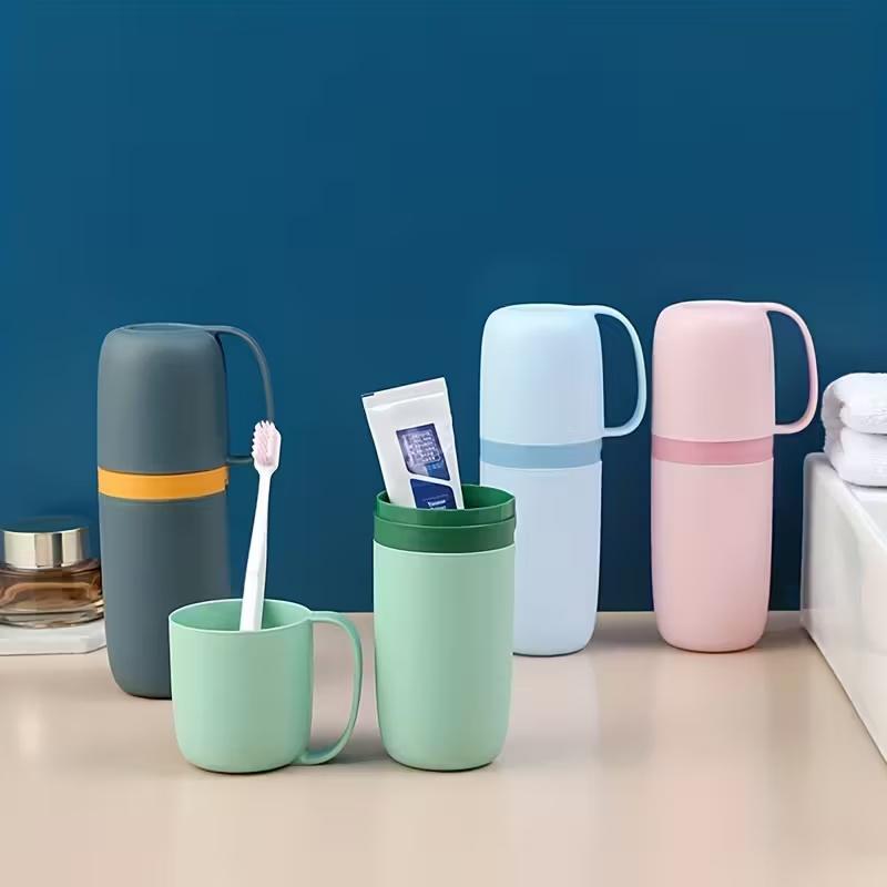 Portable Travel Toothbrush Holder with Cup, Compact Case for Toothbrush & Toothpaste, Ideal for Travel & Bathroom