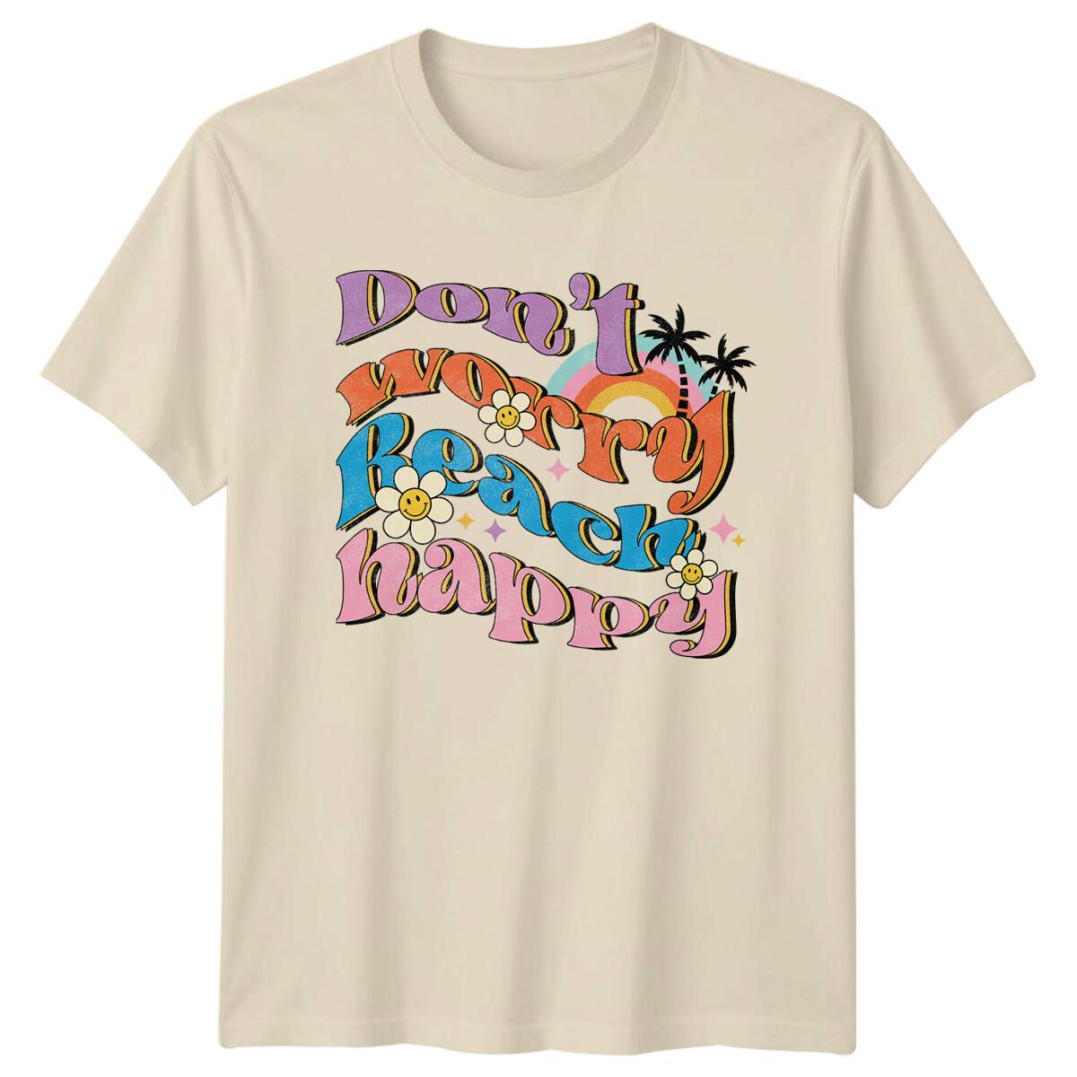Don t Worry Beach Happy Retro Summer T-Shirt L