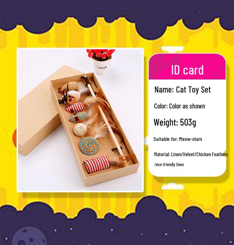 Boredom Relief Teething Mouse Teaser Wand & Self-Play Ball Kitten Toy Set