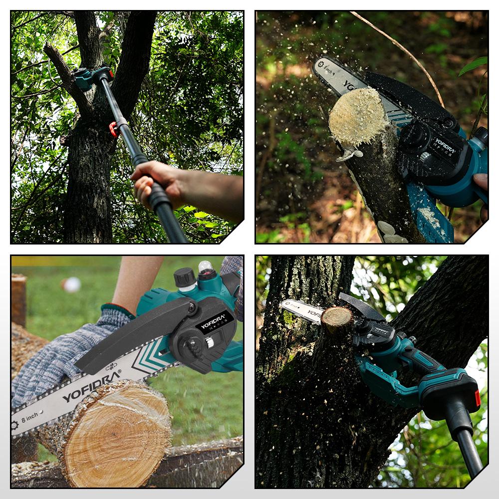 Yofidra Brushless 8Inch Telescoping Pole Electric Chainsaw High Branch Saw Garden Pruning Power Tool For Makita 18V Battery Pin